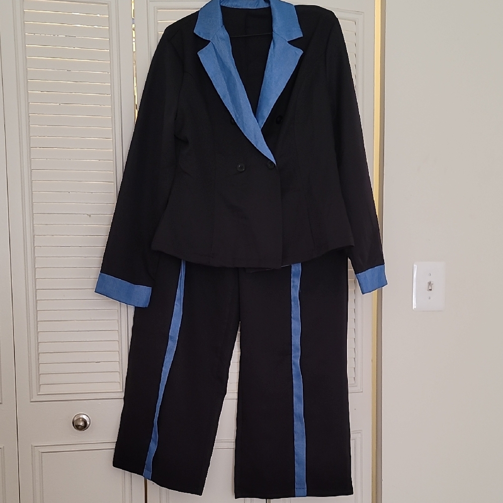 NWOT SHEIN Black and Blue Contrast Pantsuit